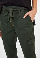 Bayan Yeşil Beli Lastik Detaylı Kargo Pantolon