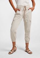 Bayan Krem Beli Lastik Detaylı Kargo Pantolon