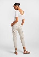 Bayan Krem Beli Lastik Detaylı Kargo Pantolon