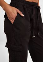 Bayan Siyah Beli Lastik Detaylı Kargo Pantolon