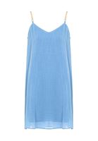 Bayan Mavi Askı Detaylı Mini Elbise