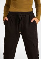 Bayan Siyah Yüksek Bel Kargo Pantolon