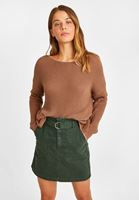 Bayan Kahverengi Kayık Yaka Triko Kazak