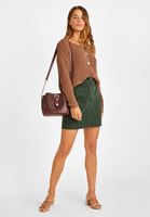 Bayan Kahverengi Kayık Yaka Triko Kazak