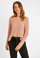 Bayan Pembe Kayık Yaka Triko Kazak