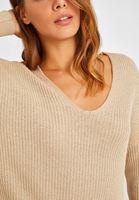 Bayan Krem V Yaka Triko Kazak