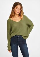 Bayan Yeşil V Yaka Triko Kazak