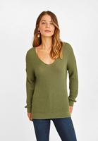 Bayan Yeşil V Yaka Triko Kazak