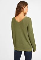 Bayan Yeşil V Yaka Triko Kazak