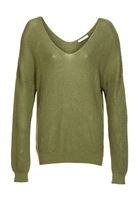 Bayan Yeşil V Yaka Triko Kazak