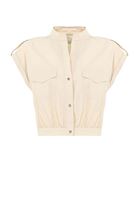 Bayan Krem Cep Detaylı Kısa Gömlek