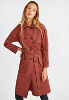 Bayan Kiremit Kemer Detaylı Trençkot