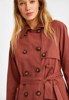 Bayan Kiremit Kemer Detaylı Trençkot