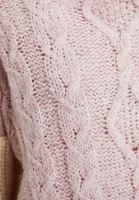 Bayan Pembe Boğazlı Blok Desen Triko