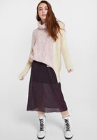 Bayan Pembe Boğazlı Blok Desen Triko