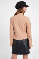 Bayan Kahverengi Düğmeli Flare Kol Kazak