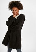 Bayan Siyah Kapüşon Detaylı Kaban