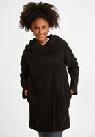 Bayan Siyah Kapüşon Detaylı Kaban