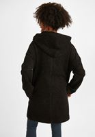 Bayan Siyah Kapüşon Detaylı Kaban