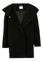 Bayan Siyah Kapüşon Detaylı Kaban