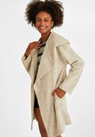 Bayan Gri Kapüşon Detaylı Kaban