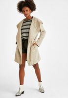 Bayan Gri Kapüşon Detaylı Kaban