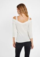 Bayan Krem V Yaka Dantel Detaylı Triko