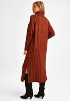 Bayan Kiremit Balıkçı Yaka Uzun Elbise