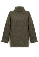 Bayan Gri Uzun Triko Kazak