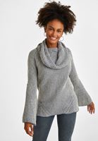 Bayan Mavi Degaje Yaka Triko Kazak