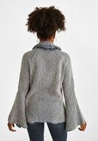 Bayan Mavi Degaje Yaka Triko Kazak