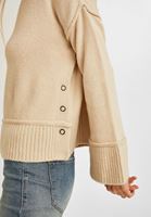 Bayan Krem Bisiklet Yaka Triko Kazak