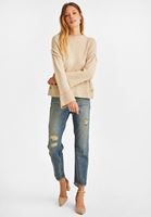 Bayan Krem Bisiklet Yaka Triko Kazak