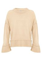 Bayan Krem Bisiklet Yaka Triko Kazak