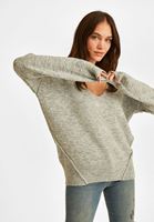 Bayan Gri Dokulu Sırt Detaylı Kazak