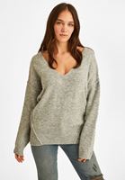 Bayan Gri Dokulu Sırt Detaylı Kazak