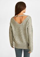 Bayan Gri Dokulu Sırt Detaylı Kazak