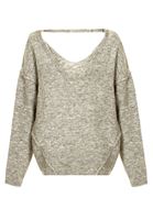 Bayan Gri Dokulu Sırt Detaylı Kazak