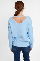 Bayan Mavi Dokulu Sırt Detaylı Kazak