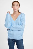 Bayan Mavi Dokulu Sırt Detaylı Kazak