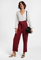Bayan Bordo Beli Lastikli Culotte Pantolon