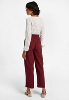 Bayan Bordo Beli Lastikli Culotte Pantolon