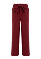 Bayan Bordo Beli Lastikli Culotte Pantolon