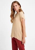 Bayan Krem Oversize Dokuma Bluz