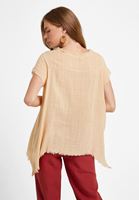 Bayan Krem Oversize Dokuma Bluz