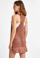 Bayan Kahverengi Pamuklu Uzun Bluz