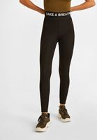 Bayan Siyah Yüksek Bel Sloganlı Tayt