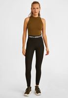 Bayan Siyah Yüksek Bel Sloganlı Tayt