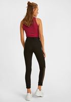 Bayan Siyah Bağlama ve Tül Detaylı Tayt