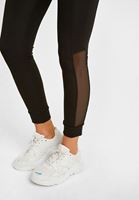 Bayan Siyah Bağlama ve Tül Detaylı Tayt